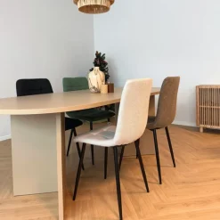 Eetkamerstoel chenille - bruin - 90x53.5x44.5 cm