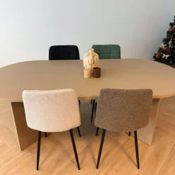 Eetkamerstoel chenille - groen - 90x53.5x44.5 cm