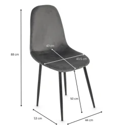 Eetkamerstoel Ivy - velvet grijs - 88x44x53 cm