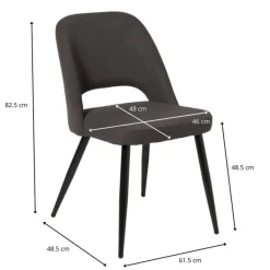 Eetkamerstoel Leonardo - grijs - 82.5x61.5x48.5 cm