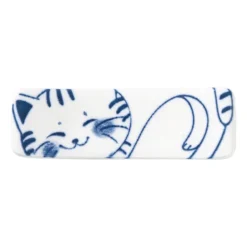 Eetstokjeshouder Mico kat - blauw/wit - 1.5x6x1.2 cm