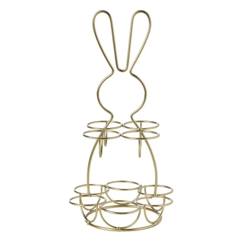 Eieren etagere haas - goudkleurig - ø17x31 cm