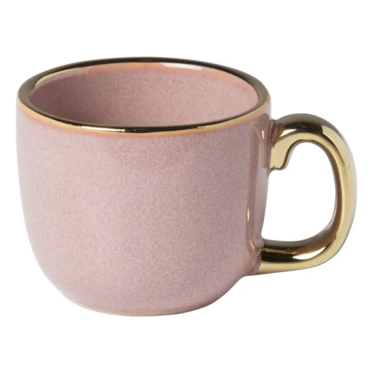 Espressomokje met gouden rand - roze - 80 ml
