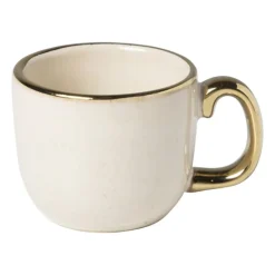 Espressomokje met gouden rand - beige - 80 ml