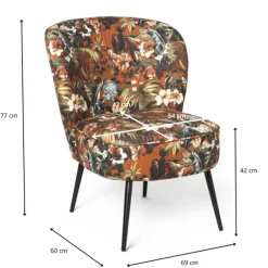 Fauteuil Frida - gebloemd - 77x69x60 cm