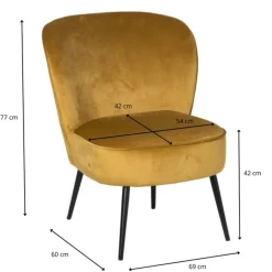 Fauteuil Frida - geel - 77x69x60 cm