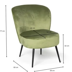 Fauteuil Frida - groen - 77x69x60 cm