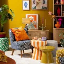 Fauteuil zigzag - blauw/wit - 69x66x56 cm