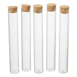 Flesjes met kurk - set van 5 - 15 cm