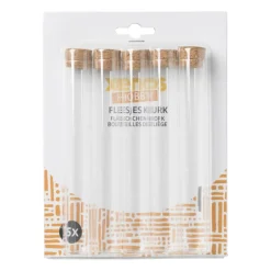 Flesjes met kurk - set van 5 - 15 cm
