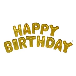 Folieballon happy birthday - goud