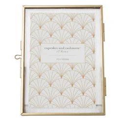 Fotolijst geribbeld glas - 18x13x6 cm - goudkleurig