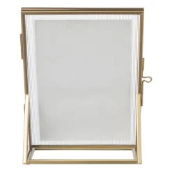 Fotolijst geribbeld glas - 18x13x6 cm - goudkleurig