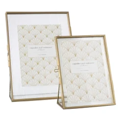 Fotolijst geribbeld glas - 18x13x6 cm - goudkleurig