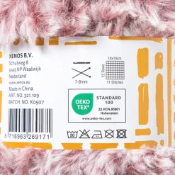 Garen fluffy - beige/rood - 100 gram - 60 meter