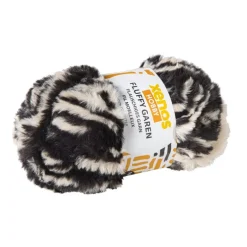 Garen fluffy - zwart/beige - 100 gram - 60 meter