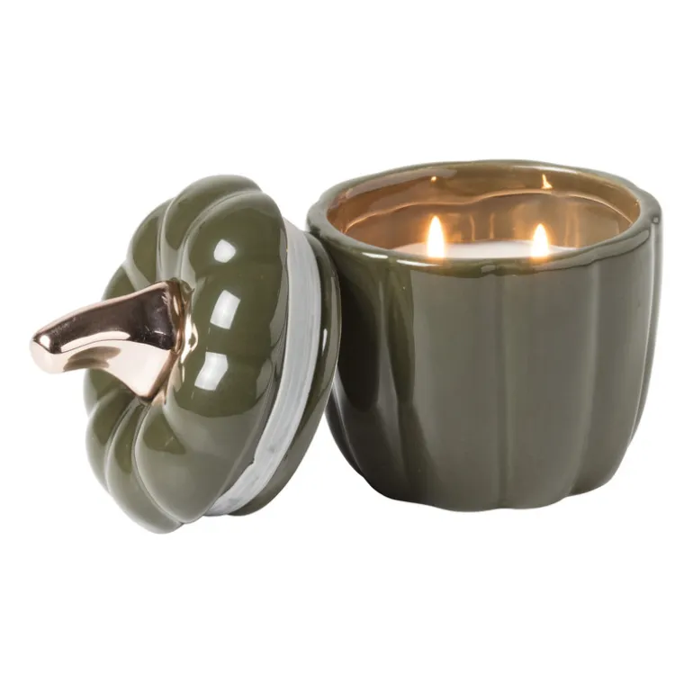 Geurkaars pompoen - groen - ø10x12 cm