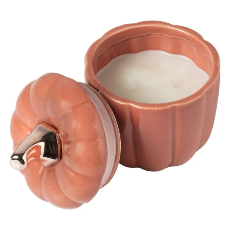 Geurkaars pompoen - roze - ø10x12 cm