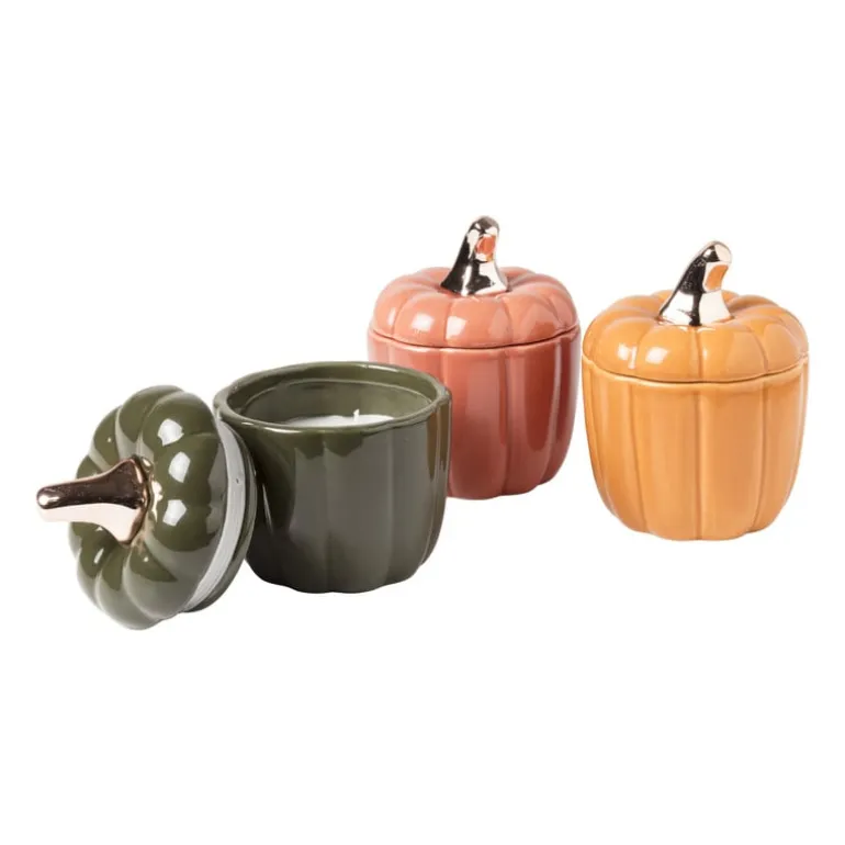 Geurkaars pompoen - roze - ø10x12 cm