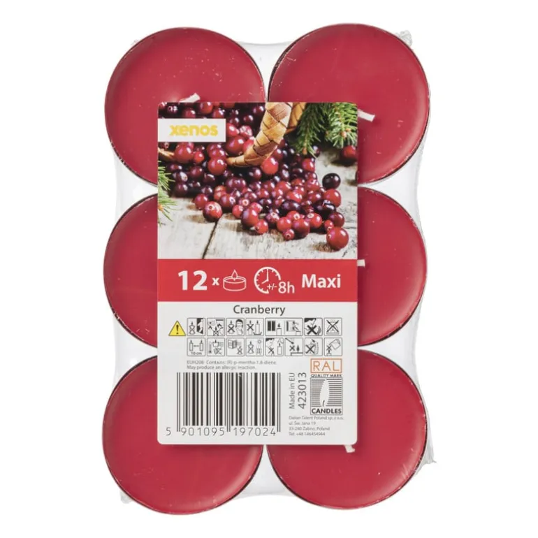 Geurwaxinelichten - cranberry - set van 12