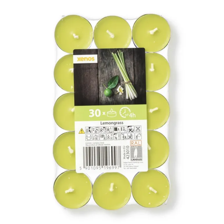 Geurwaxinelichten - lemongras - set van 30