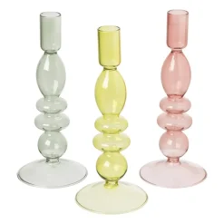 Glazen kandelaar - groen - ø9x22.5 cm