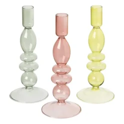 Glazen kandelaar - rood - ø9x22.5 cm