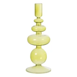 Glazen kandelaar lang - groen - ø9x24 cm