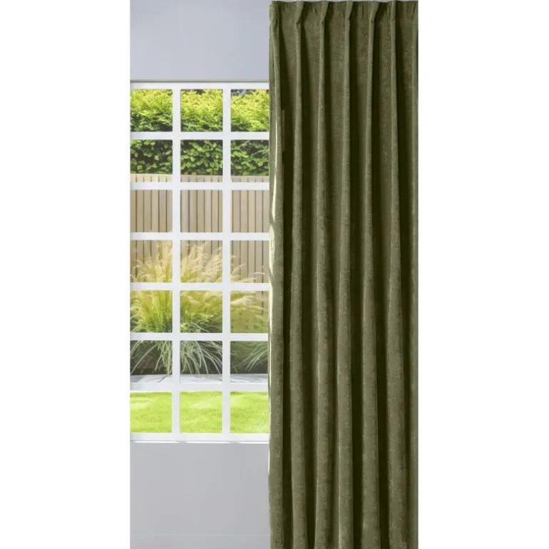 Gordijn chenille - groen - 140x250 cm