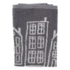 Handdoek antraciet huisjes - antraciet/wit - 50x50 cm