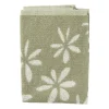 Handdoek bloemen - groen/wit - 50x50 cm