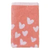 Handdoek hartjes - lila/koraal - 50x50 cm