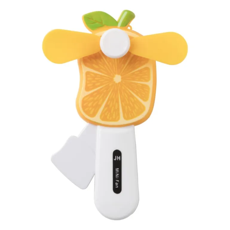 Handventilator sinaasappel - kunststof - 13.5x7 cm