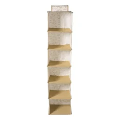 Hang organiser leafs met 6 vakken - bruin/beige - 125x30x30 cm