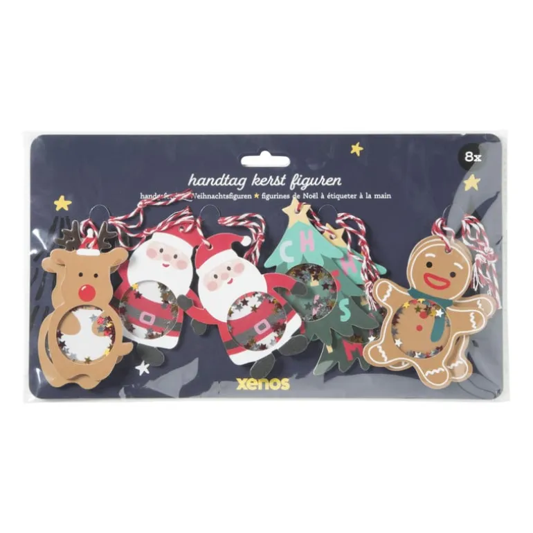 Hang tags kerst - multikleur - set van 8