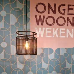 Hanglamp bamboe - zwart - ⌀28x33 cm