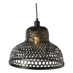 Hanglamp bamboe rond - zwart - ø35x24 cm