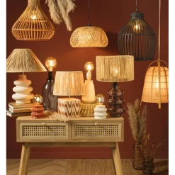 Hanglamp gevlochten - naturel - ø38x20 cm