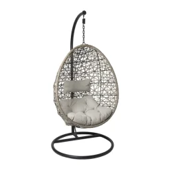 Hangstoel Hawaii met grjize kussens - bruin - 196 cm