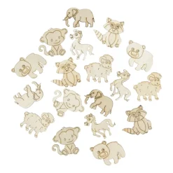 Houten dieren - bruin - set van 36