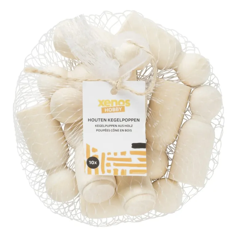 Houten kegelpoppen - set van 10 - 5.3 cm