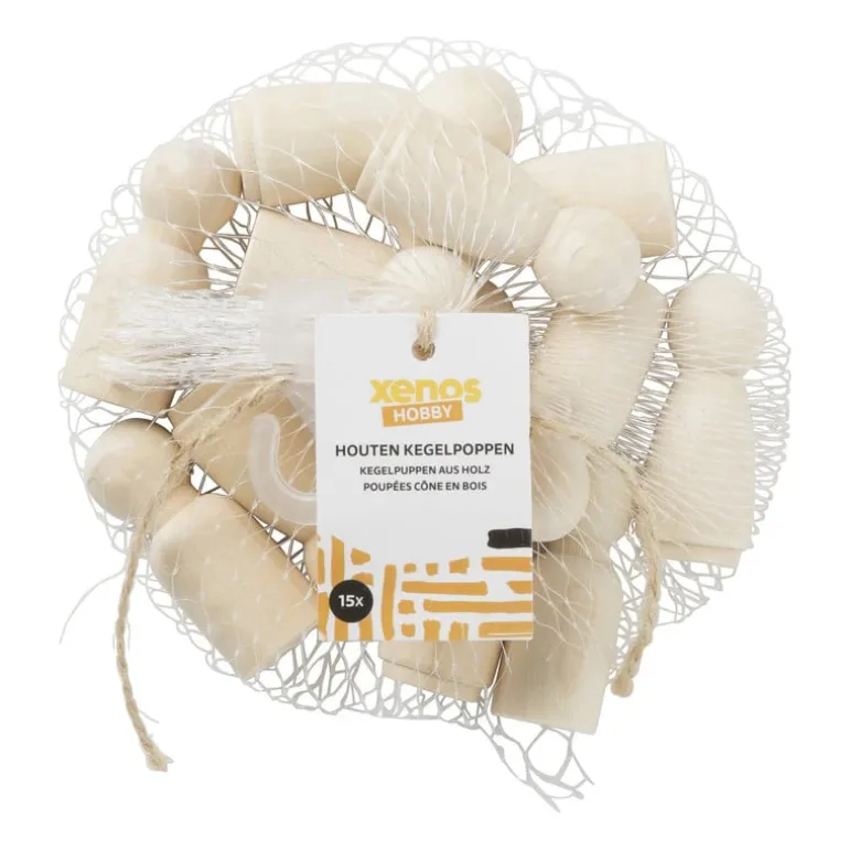 Houten kegelpoppen - set van 15 - 4.3 cm