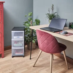 Iris ladesysteem met wieltjes - 3 lades - zwart - 61x39x29 cm