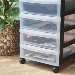 Iris ladesysteem met wieltjes - 6 lades - zwart - 62x40x29 cm