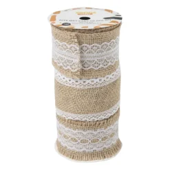 Jute met kant op rol - set van 3 - diverse varianten