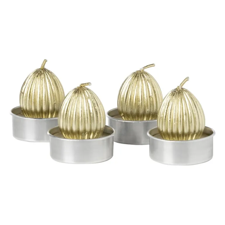 Kaarsjes eieren - goudkleurig - set van 4
