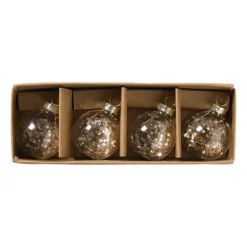 Kaarthouders kerstballen - champagnekleurig - set van 4