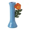 Kandelaar bloem - blauw/oranje - ø10.7x18.3 cm