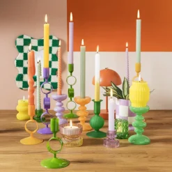 Kandelaar 1bol - groen - ø8.5x15 cm