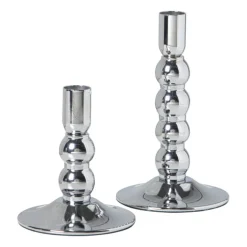 Kandelaar bollen groot - zilverkleurig - ø10x17 cm